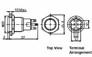 Tlačítko ON-ON R1912X-B-IP67 antivandal 5108-375